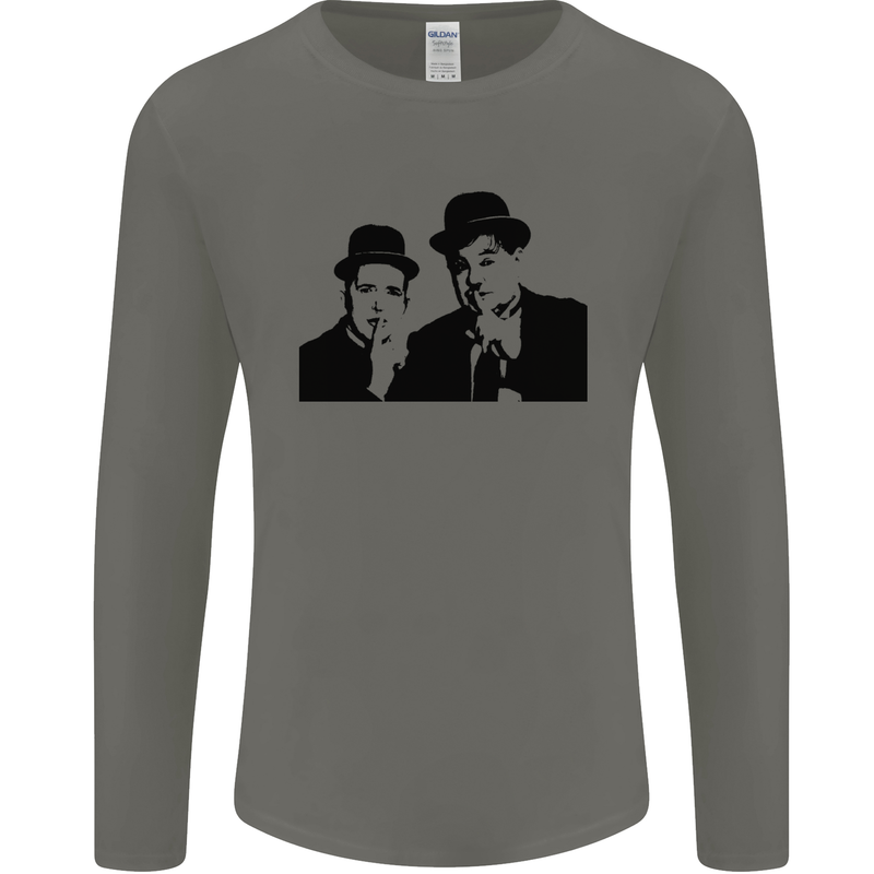 Dick and Doof Aka Laurel & Hardy Mens Long Sleeve T-Shirt Charcoal