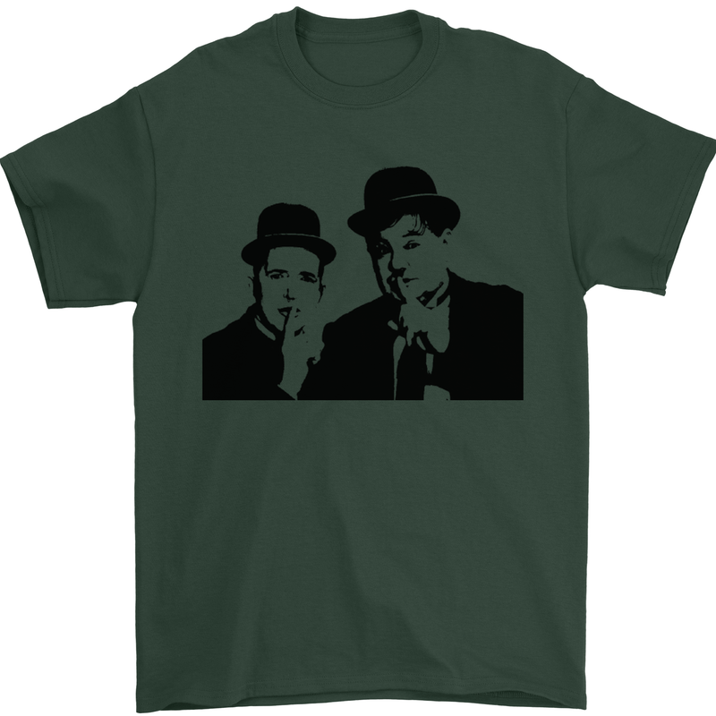Dick and Doof Aka Laurel & Hardy Mens T-Shirt Cotton Gildan Forest Green
