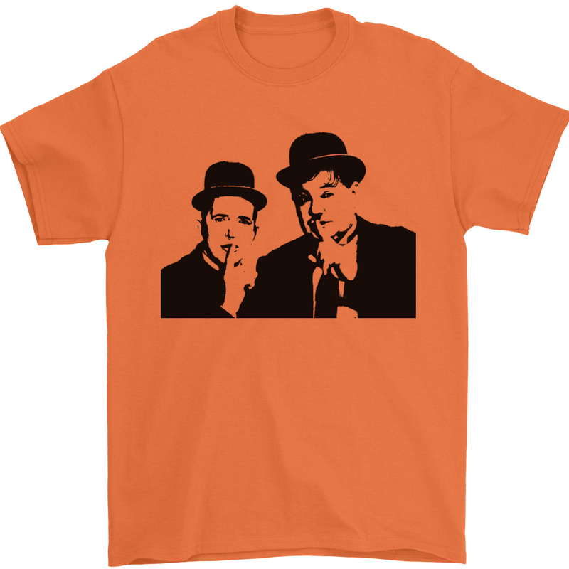 Dick and Doof Aka Laurel & Hardy Mens T-Shirt Cotton Gildan Orange