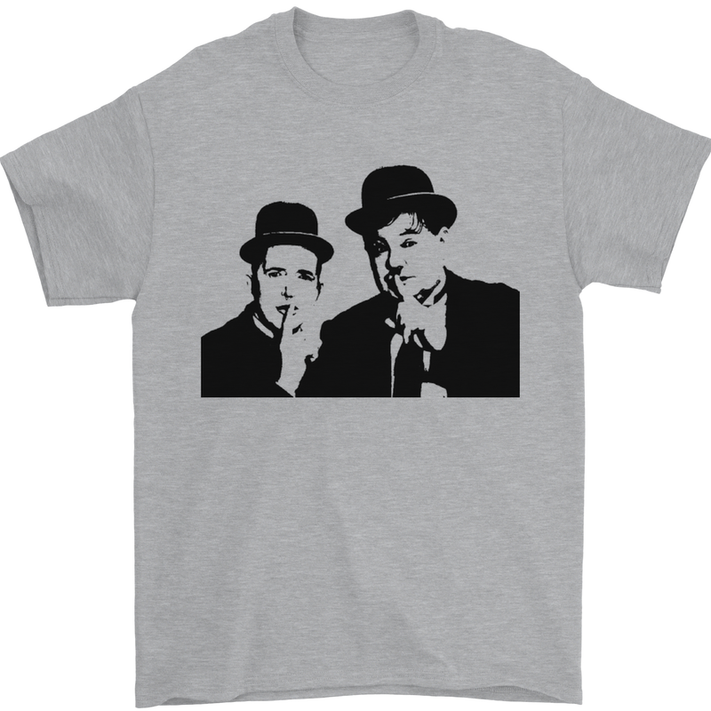 Dick and Doof Aka Laurel & Hardy Mens T-Shirt Cotton Gildan Sports Grey