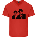 Dick and Doof Aka Laurel & Hardy Mens V-Neck Cotton T-Shirt Red