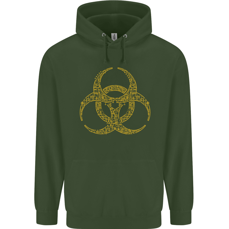 Digital Biohazard Gaming Gamer Zombie Childrens Kids Hoodie Forest Green