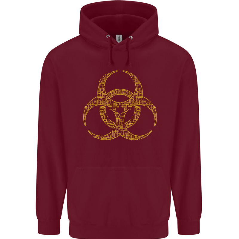 Digital Biohazard Gaming Gamer Zombie Childrens Kids Hoodie Maroon