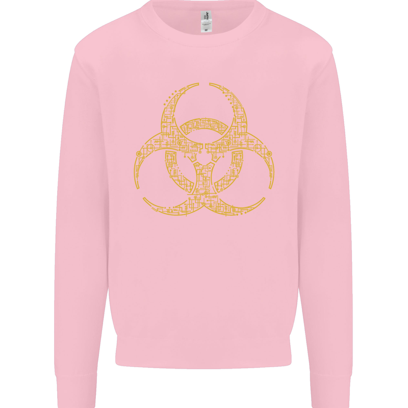 Digital Biohazard Gaming Gamer Zombie Kids Sweatshirt Jumper Light Pink