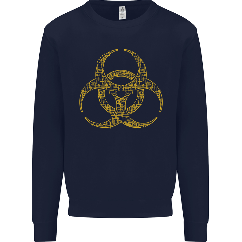 Digital Biohazard Gaming Gamer Zombie Kids Sweatshirt Jumper Navy Blue