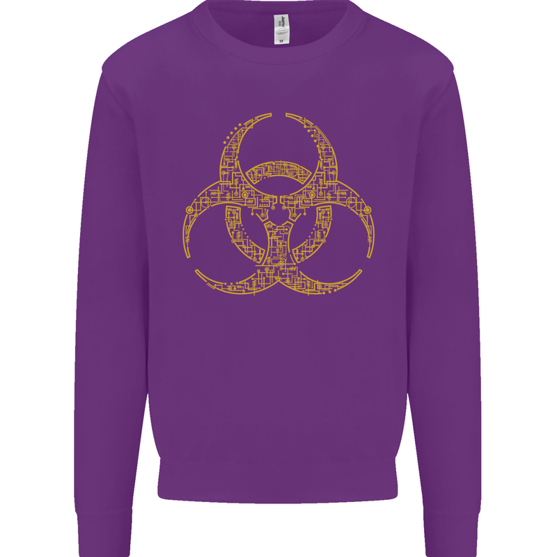 Digital Biohazard Gaming Gamer Zombie Kids Sweatshirt Jumper Purple