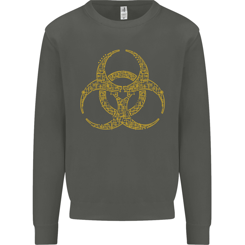 Digital Biohazard Gaming Gamer Zombie Kids Sweatshirt Jumper Storm Grey