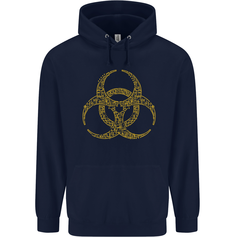Digital Biohazard Gaming Gamer Zombie Mens 80% Cotton Hoodie Navy Blue