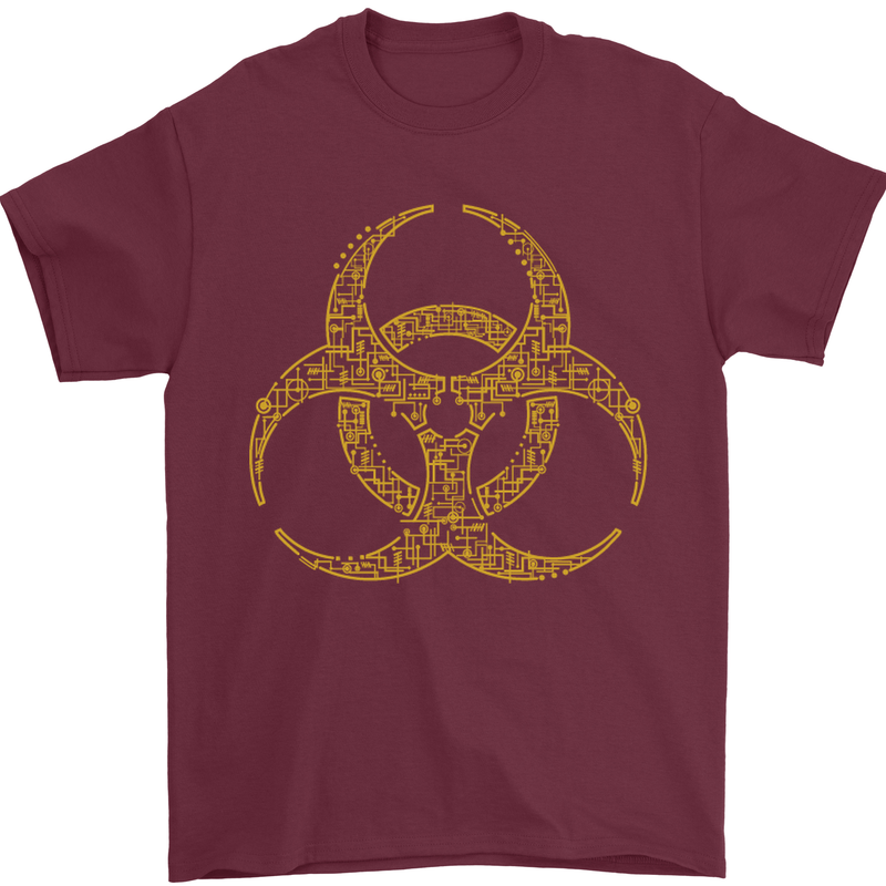 Digital Biohazard Gaming Gamer Zombie Mens T-Shirt Cotton Gildan Maroon