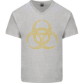 Digital Biohazard Gaming Gamer Zombie Mens V-Neck Cotton T-Shirt Sports Grey