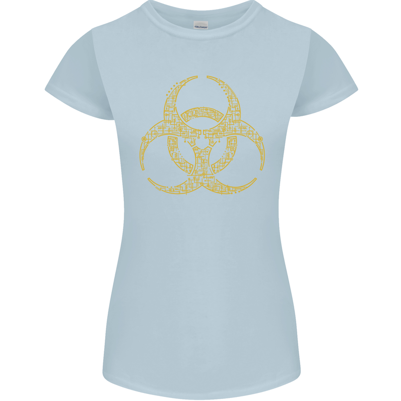 Digital Biohazard Gaming Gamer Zombie Womens Petite Cut T-Shirt Light Blue