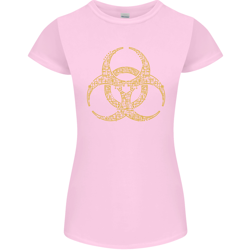 Digital Biohazard Gaming Gamer Zombie Womens Petite Cut T-Shirt Light Pink