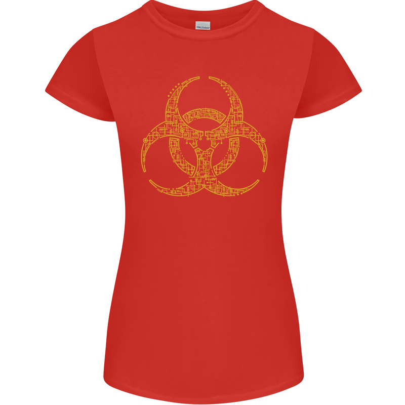 Digital Biohazard Gaming Gamer Zombie Womens Petite Cut T-Shirt Red