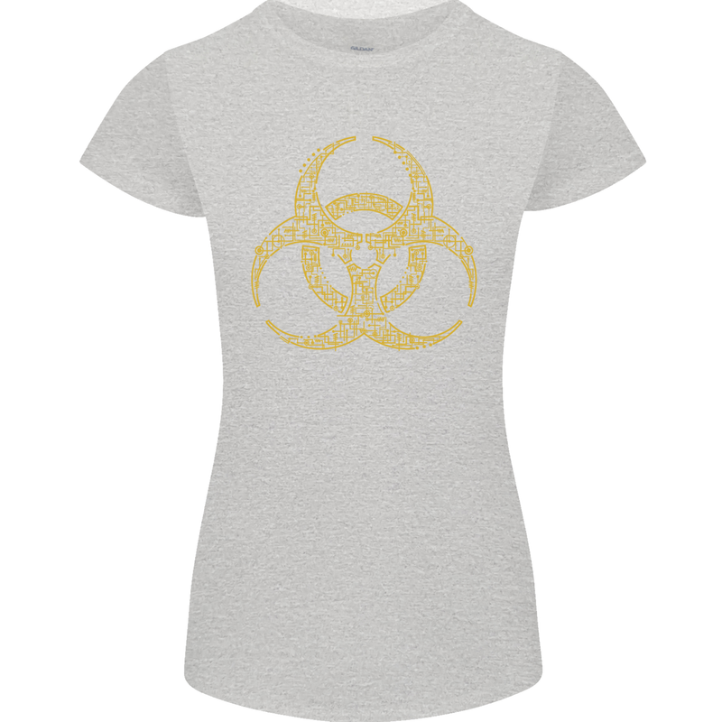 Digital Biohazard Gaming Gamer Zombie Womens Petite Cut T-Shirt Sports Grey