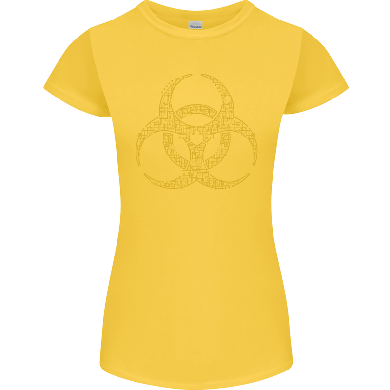 Digital Biohazard Gaming Gamer Zombie Womens Petite Cut T-Shirt Yellow