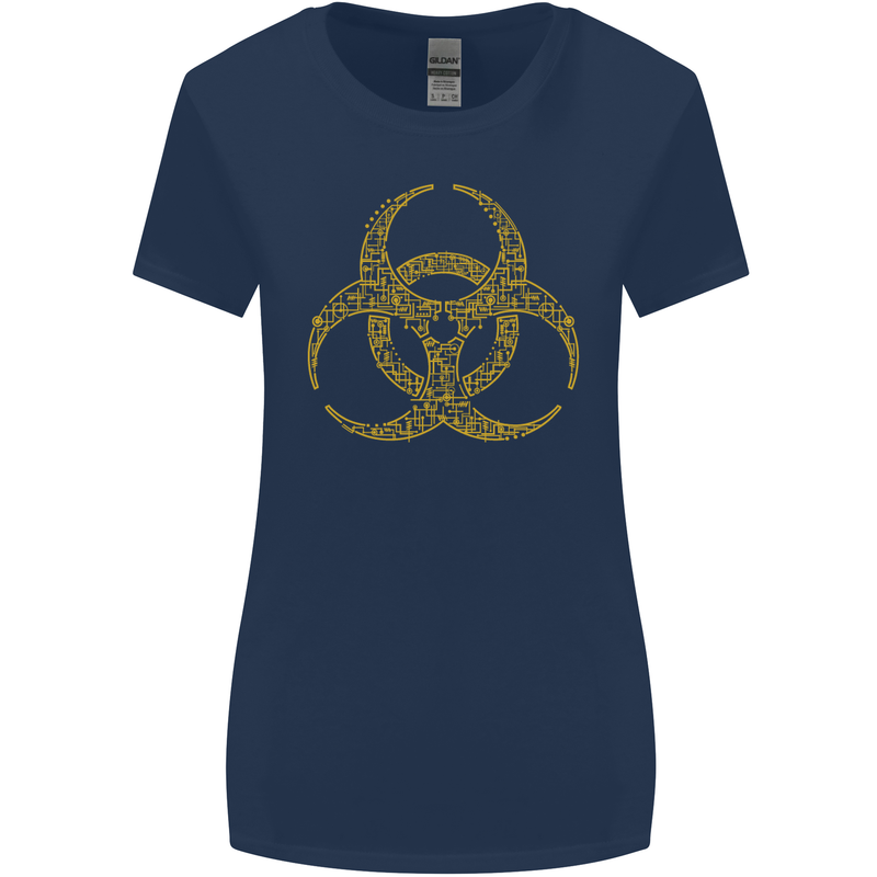 Digital Biohazard Gaming Gamer Zombie Womens Wider Cut T-Shirt Navy Blue