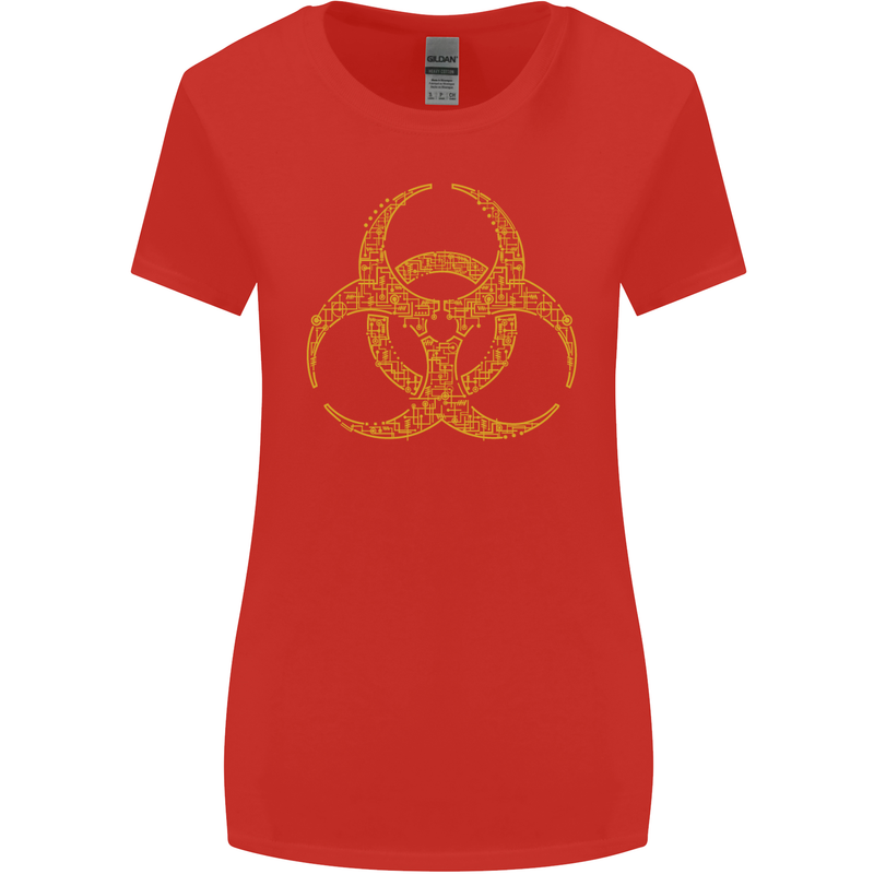 Digital Biohazard Gaming Gamer Zombie Womens Wider Cut T-Shirt Red