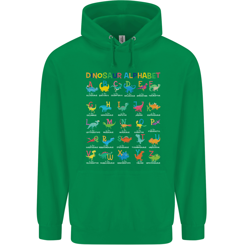 Dinosaur Alphabet T-Rex Funny Childrens Kids Hoodie Irish Green
