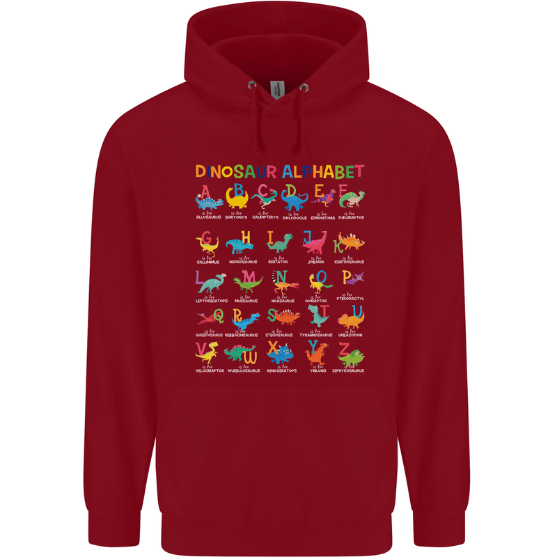 Dinosaur Alphabet T-Rex Funny Childrens Kids Hoodie Red