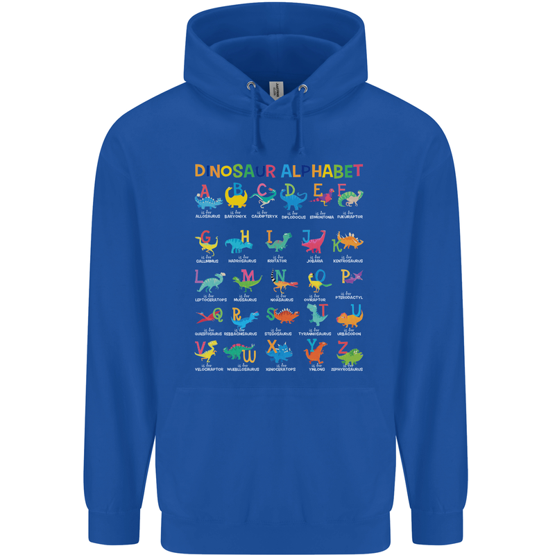 Dinosaur Alphabet T-Rex Funny Childrens Kids Hoodie Royal Blue
