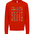 Dinosaur Alphabet T-Rex Funny Kids Sweatshirt Jumper Bright Red