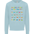 Dinosaur Alphabet T-Rex Funny Kids Sweatshirt Jumper Light Blue