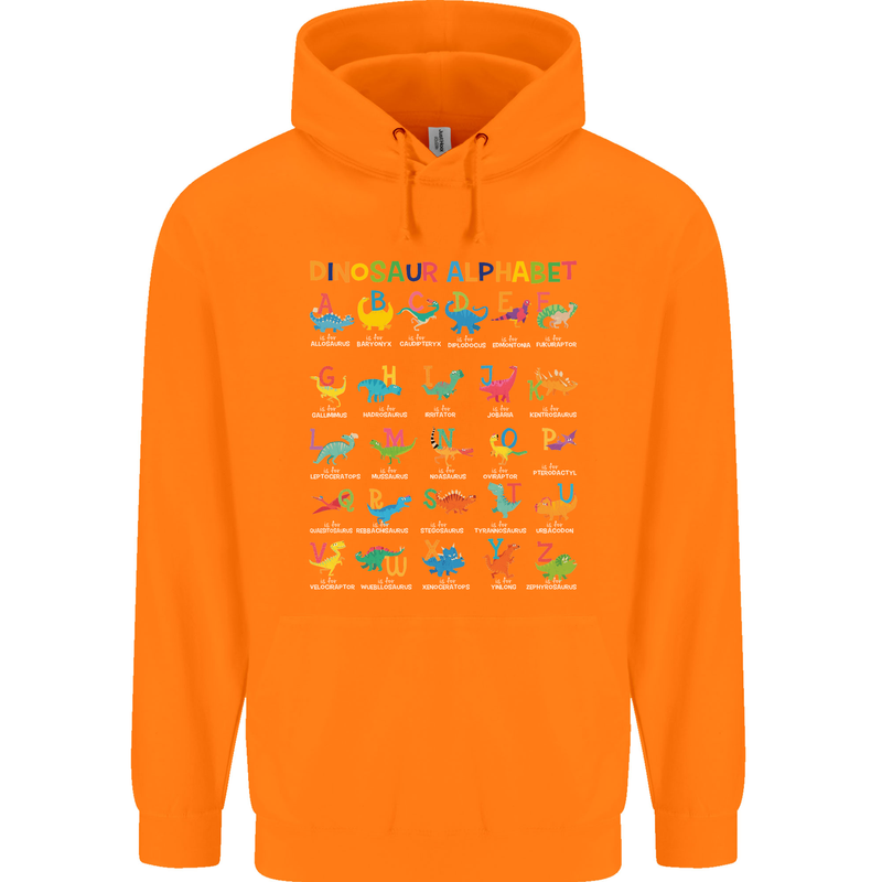 Dinosaur Alphabet T-Rex Funny Mens 80% Cotton Hoodie Orange