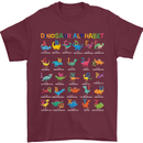 Dinosaur Alphabet T-Rex Funny Mens T-Shirt Cotton Gildan Maroon