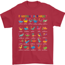 Dinosaur Alphabet T-Rex Funny Mens T-Shirt Cotton Gildan Red