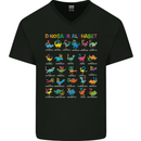 Dinosaur Alphabet T-Rex Funny Mens V-Neck Cotton T-Shirt Black