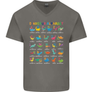 Dinosaur Alphabet T-Rex Funny Mens V-Neck Cotton T-Shirt Charcoal