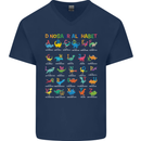 Dinosaur Alphabet T-Rex Funny Mens V-Neck Cotton T-Shirt Navy Blue