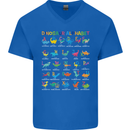 Dinosaur Alphabet T-Rex Funny Mens V-Neck Cotton T-Shirt Royal Blue