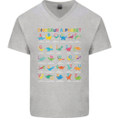 Dinosaur Alphabet T-Rex Funny Mens V-Neck Cotton T-Shirt Sports Grey