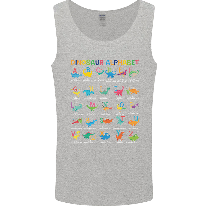 Dinosaur Alphabet T-Rex Funny Mens Vest Tank Top Sports Grey