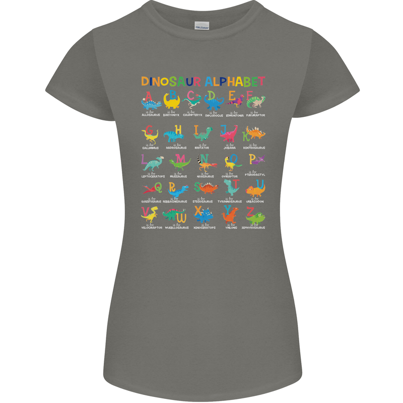 Dinosaur Alphabet T-Rex Funny Womens Petite Cut T-Shirt Charcoal
