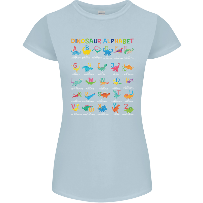Dinosaur Alphabet T-Rex Funny Womens Petite Cut T-Shirt Light Blue