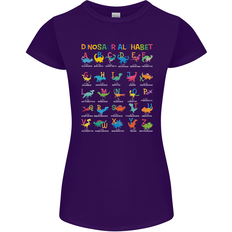 Dinosaur Alphabet T-Rex Funny Womens Petite Cut T-Shirt Purple