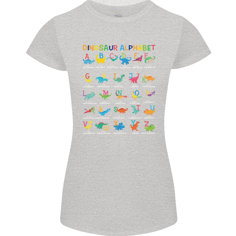 Dinosaur Alphabet T-Rex Funny Womens Petite Cut T-Shirt Sports Grey