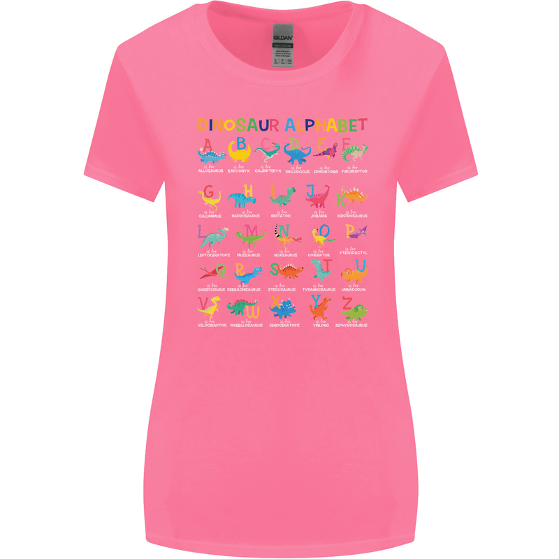 Dinosaur Alphabet T-Rex Funny Womens Wider Cut T-Shirt Azalea