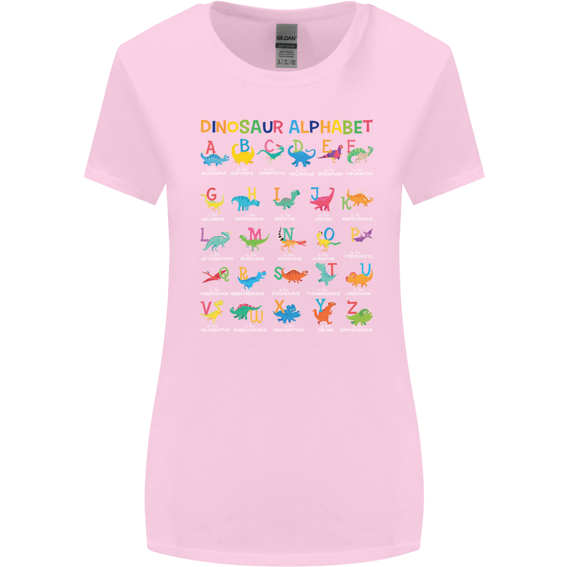 Dinosaur Alphabet T-Rex Funny Womens Wider Cut T-Shirt Light Pink
