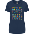 Dinosaur Alphabet T-Rex Funny Womens Wider Cut T-Shirt Navy Blue