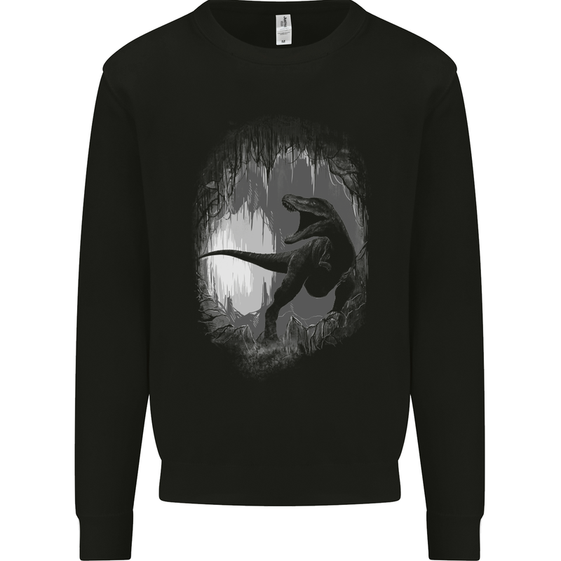Dinosaur Cave T-Rex Mens Sweatshirt Jumper Black