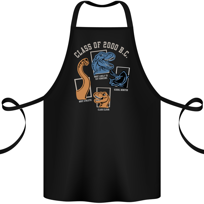 Dinosaur Class of 2000 BC Funny T-Rex Cotton Apron 100% Organic Black