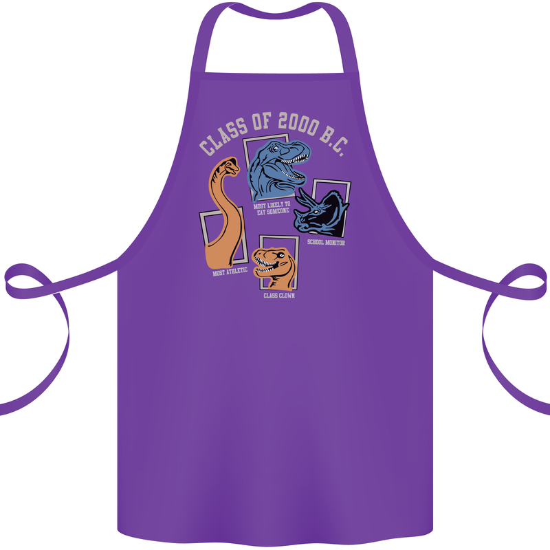 Dinosaur Class of 2000 BC Funny T-Rex Cotton Apron 100% Organic Purple