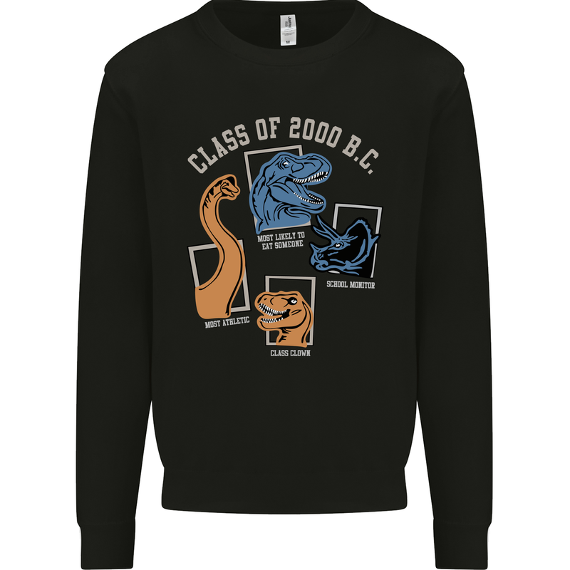 Dinosaur Class of 2000 BC Funny T-Rex Kids Sweatshirt Jumper Black