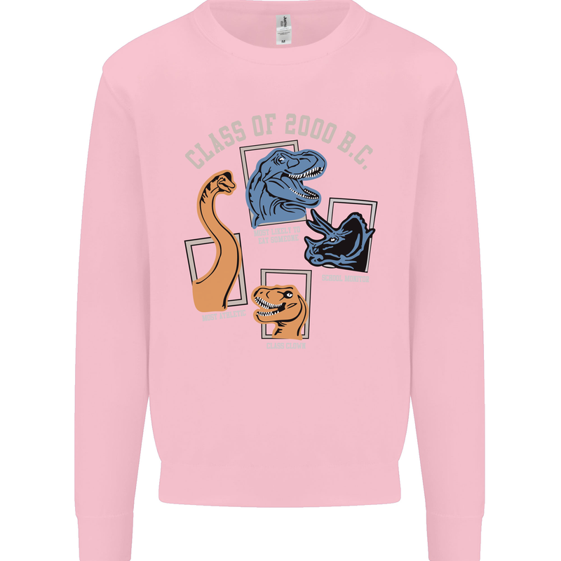 Dinosaur Class of 2000 BC Funny T-Rex Kids Sweatshirt Jumper Light Pink