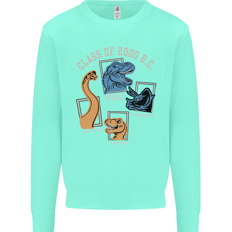 Dinosaur Class of 2000 BC Funny T-Rex Kids Sweatshirt Jumper Peppermint