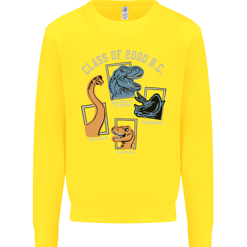 Dinosaur Class of 2000 BC Funny T-Rex Kids Sweatshirt Jumper Yellow