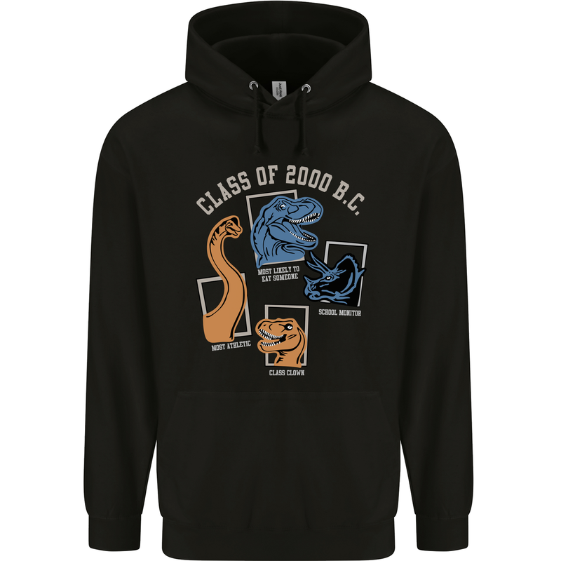 Dinosaur Class of 2000 BC Funny T-Rex Mens 80% Cotton Hoodie Black